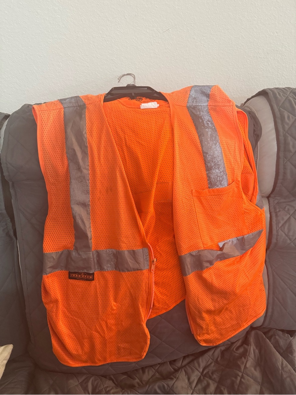 2 High-Visibility Orange Safety Mesh Vests with Reflective Stripes sizes L &  XL